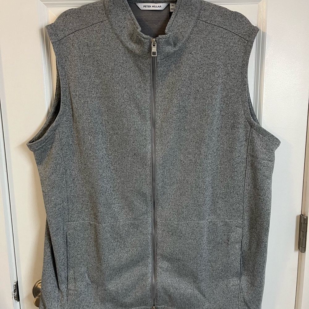 Peter Millar Crown Grey Zip-Up Fleece Vest